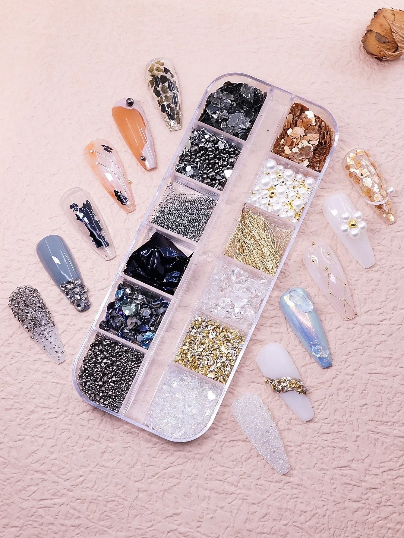 12 Grid Nail Art Rhinestones
