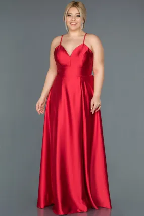 16569 Red Cross Strap Satin Dress