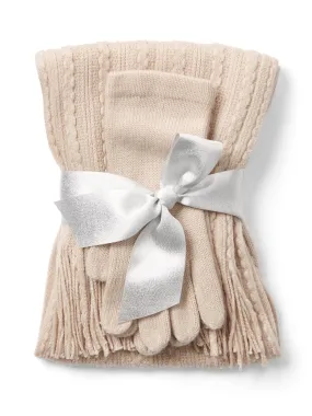 2-Piece Cable-Knit Scarf & Glove Set
