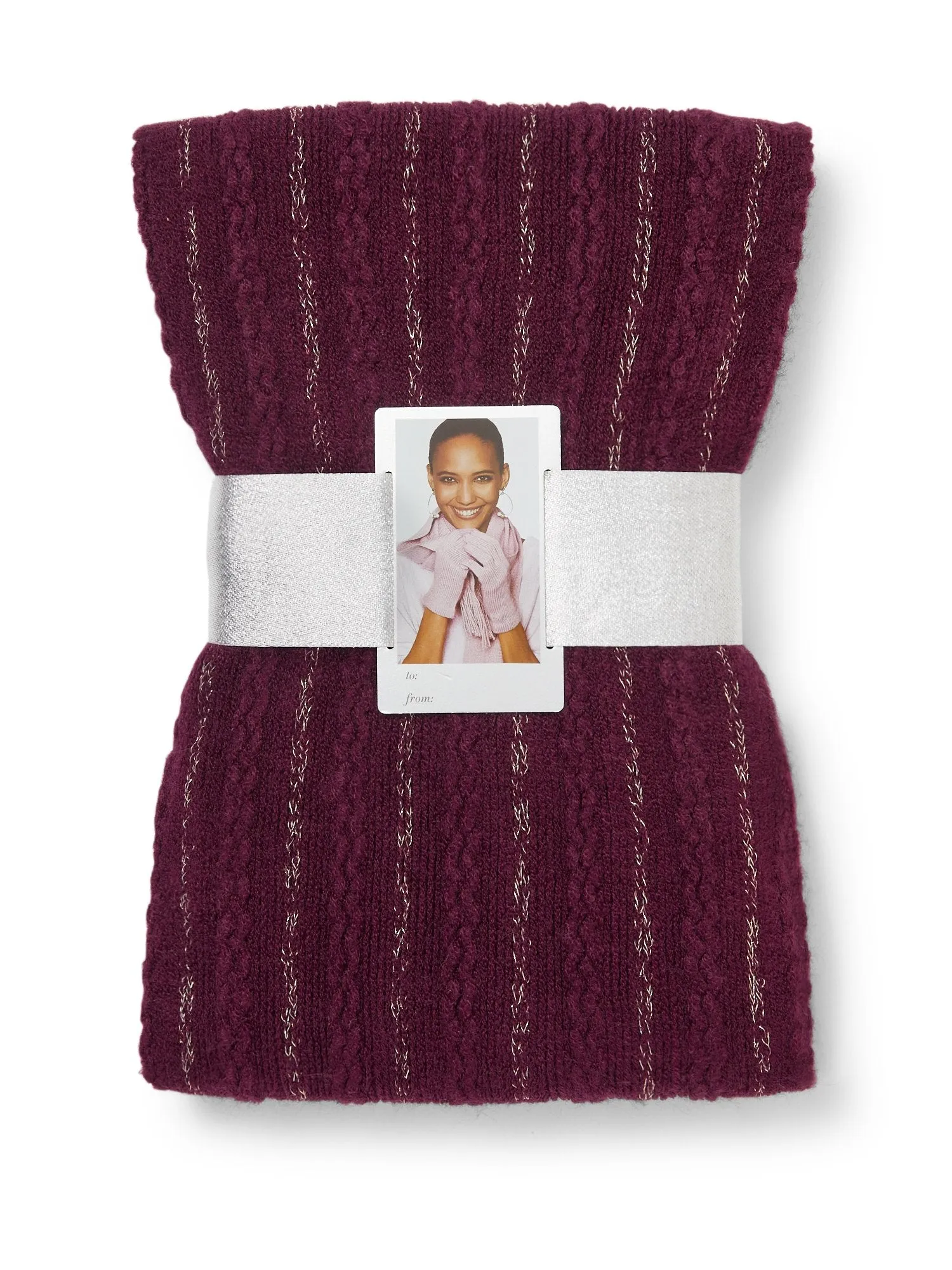 2-Piece Metallic Thread Scarf & Gloves Set