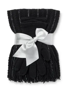 2-Piece Metallic Thread Scarf & Gloves Set