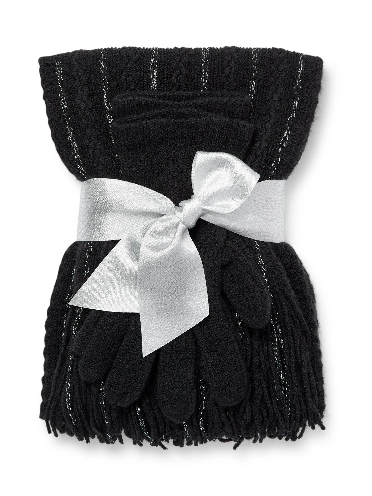 2-Piece Metallic Thread Scarf & Gloves Set