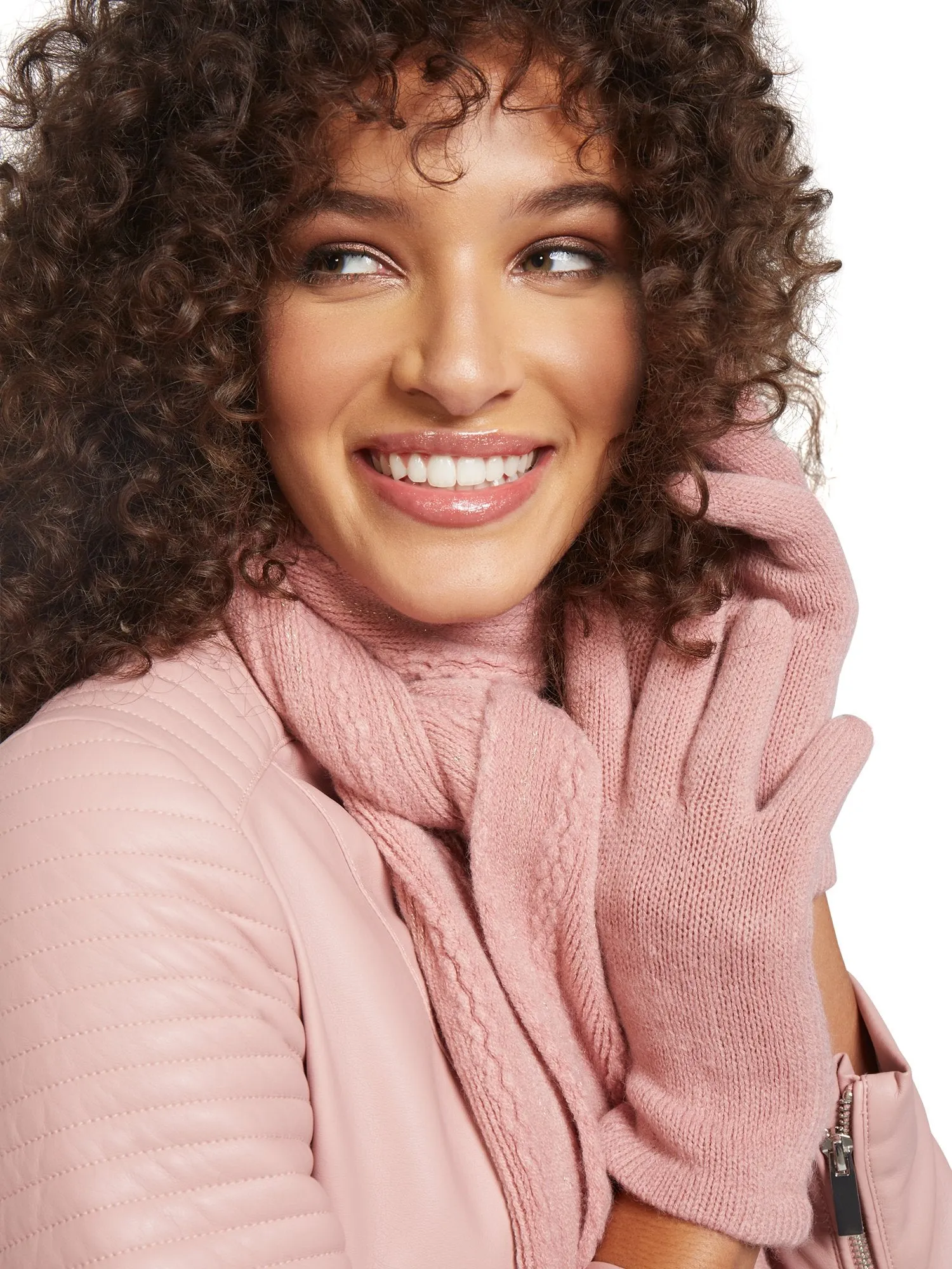 2-Piece Metallic Thread Scarf & Gloves Set