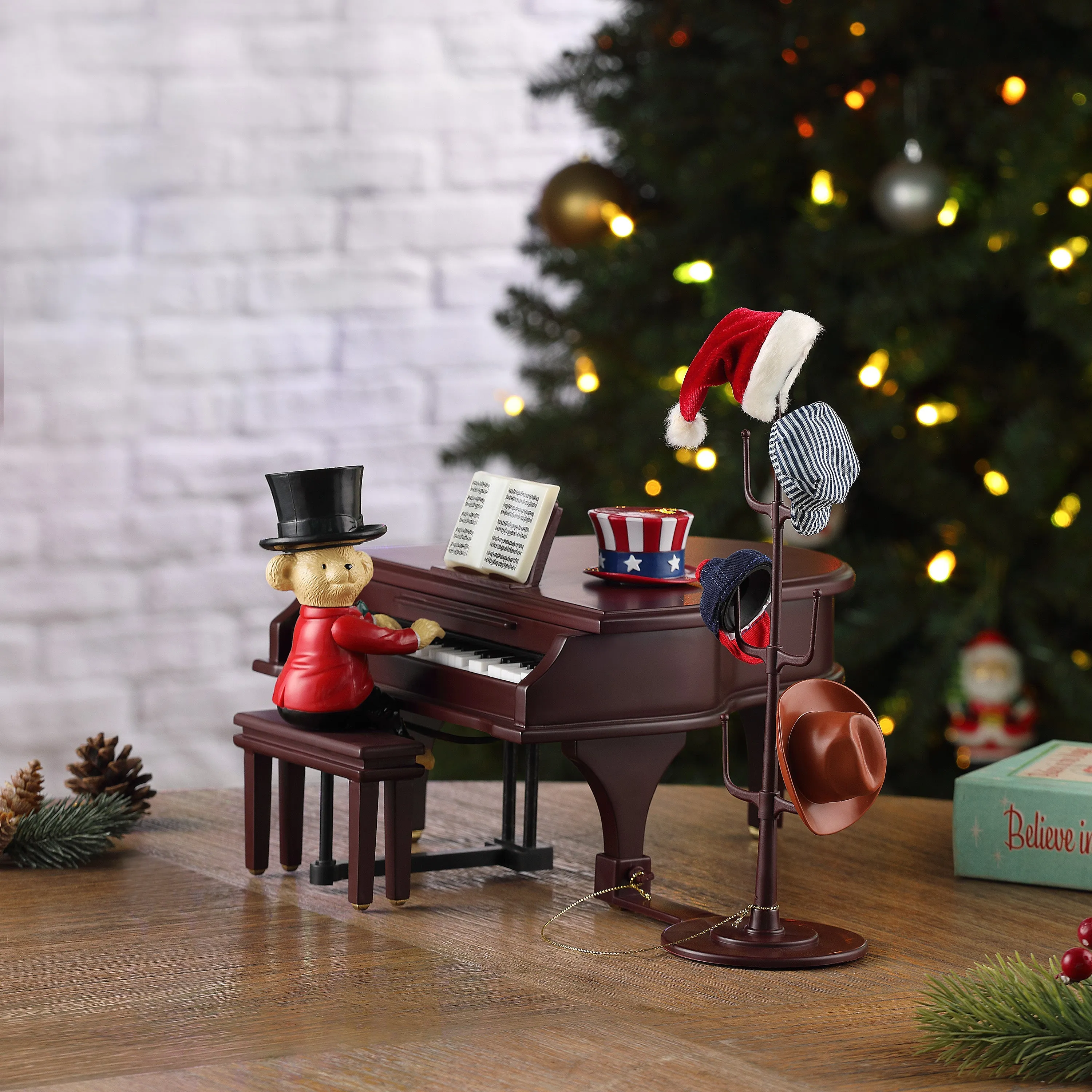 7 in. Animated Teddy Takes Requests Piano