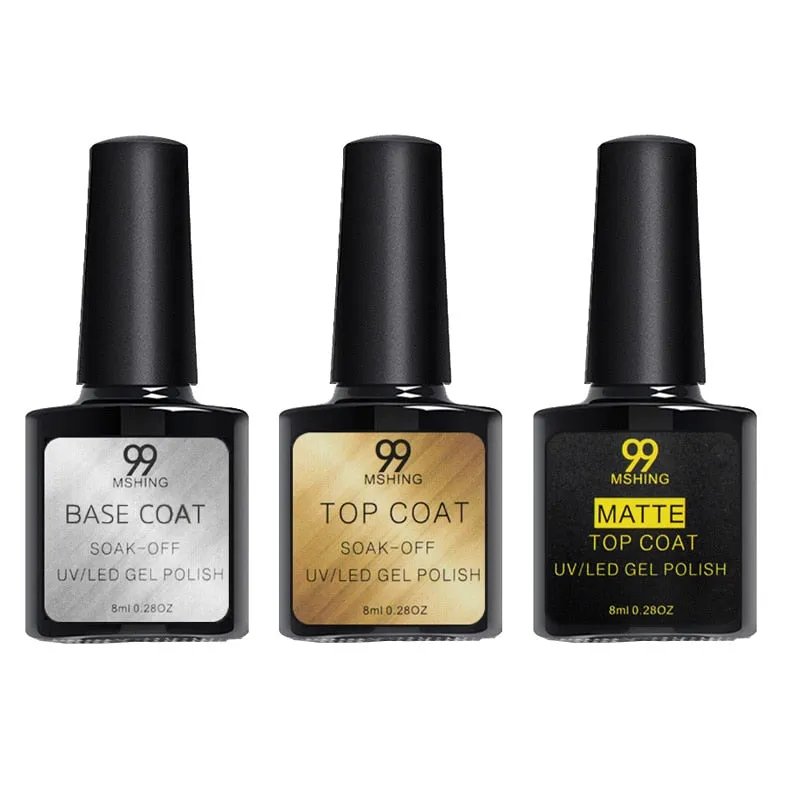 8ml UV Gel Nail Polish Top coat 2pcs Base and Top coat Varnishes Nail Gel primer Long Lasting Soak off  UV Gel Nail Art Manicure