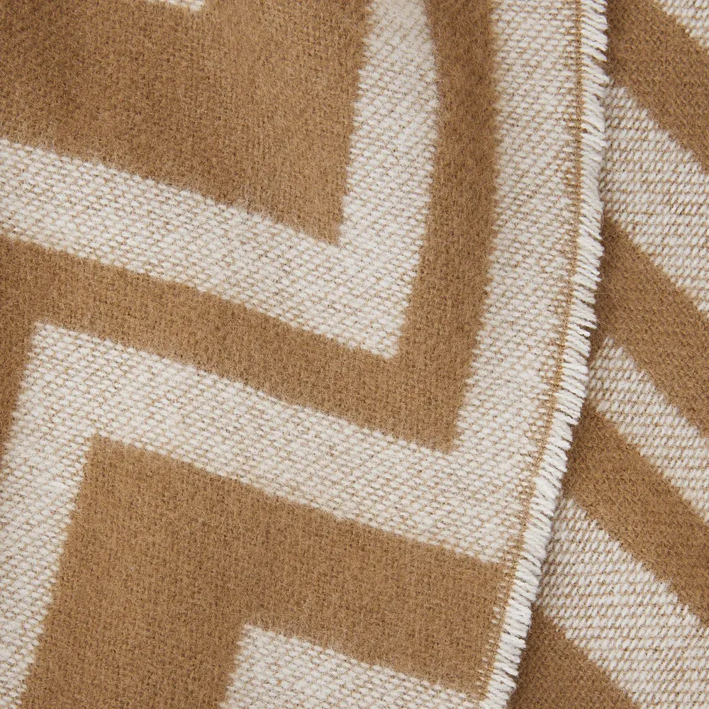 Accessorize London Women's Camel Firenze Geo Supersoft Blanket