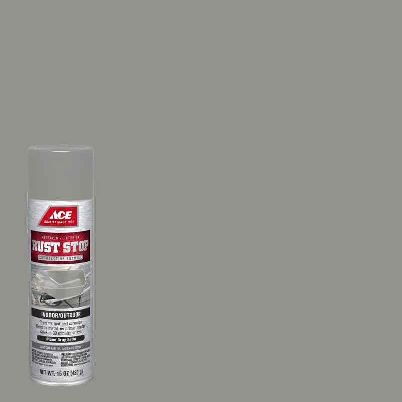 Ace Rust Stop Satin Stone Gray Protective Enamel Spray Paint 15 oz