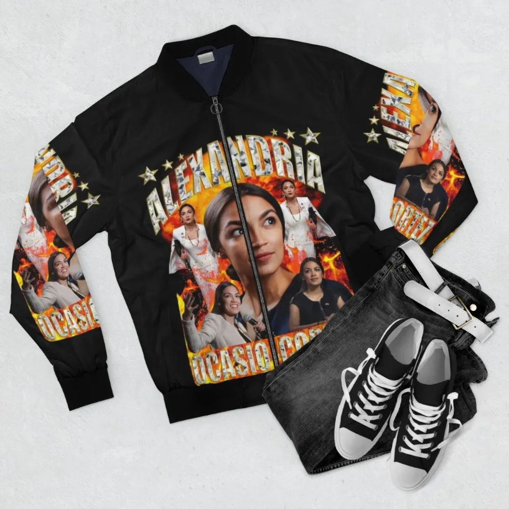 Alexandria Ocasio-Cortez Inspired Bomber Jacket for Democrats
