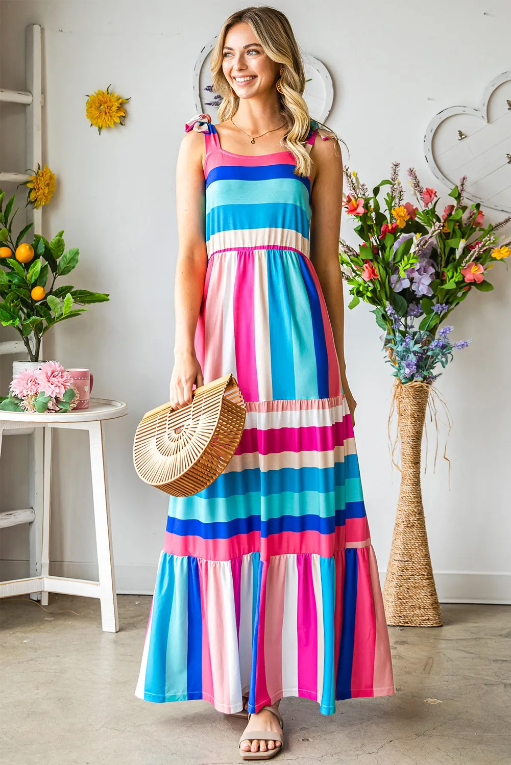 *APP EXCLUSIVE* Striped Sleeveless Maxi Dress