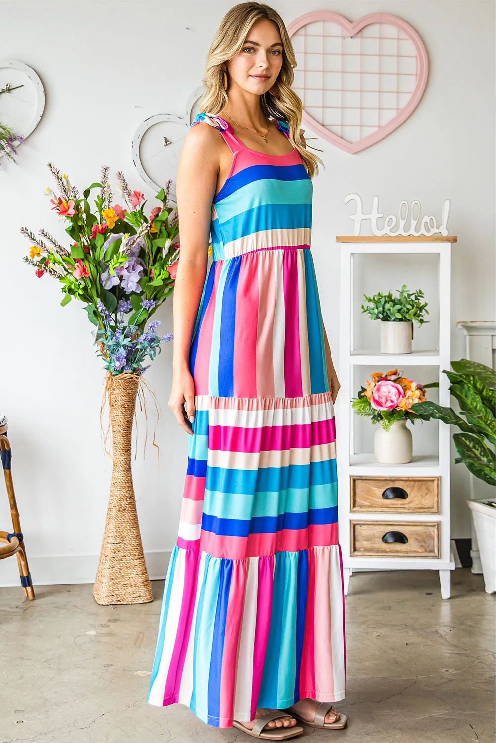 *APP EXCLUSIVE* Striped Sleeveless Maxi Dress