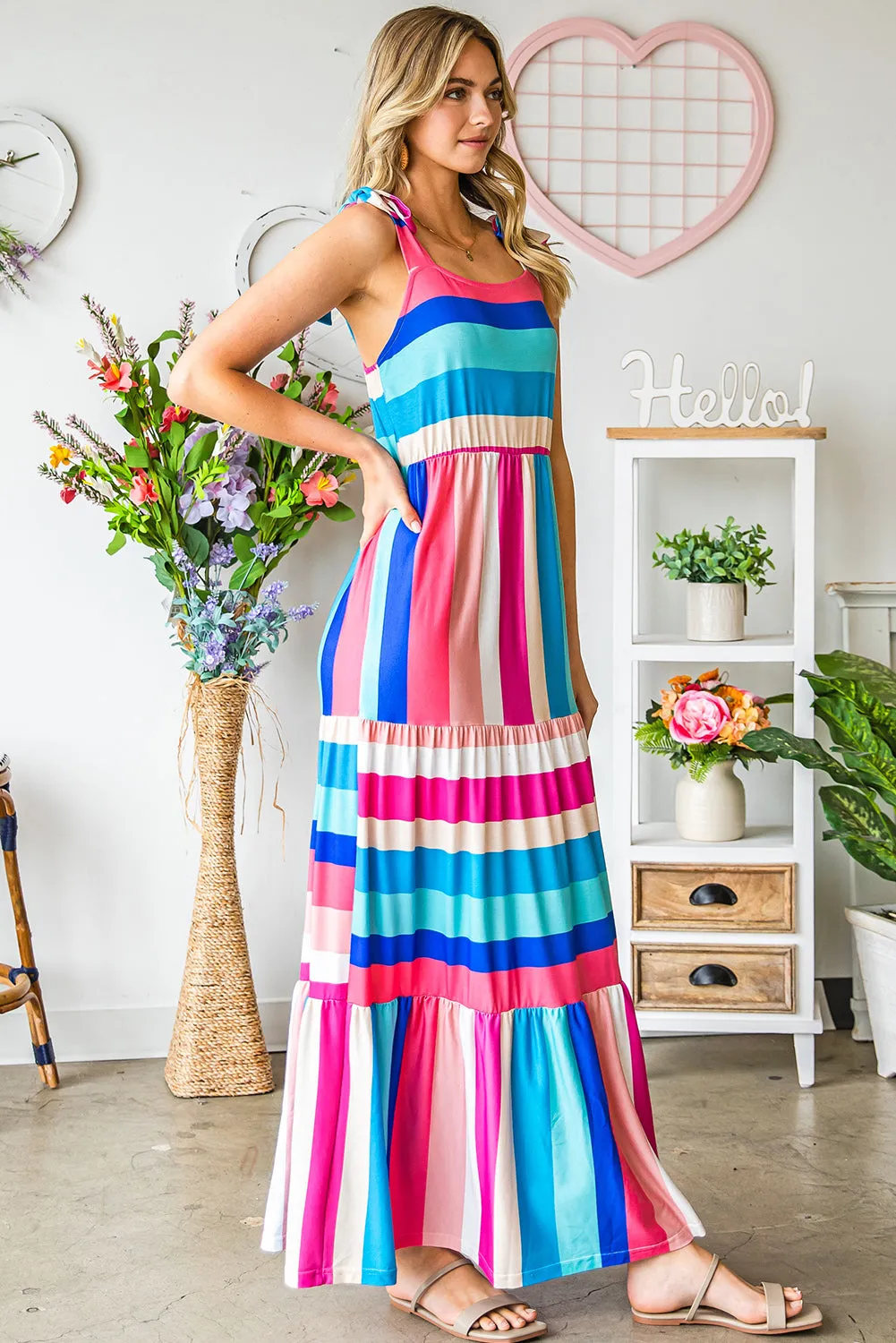 *APP EXCLUSIVE* Striped Sleeveless Maxi Dress