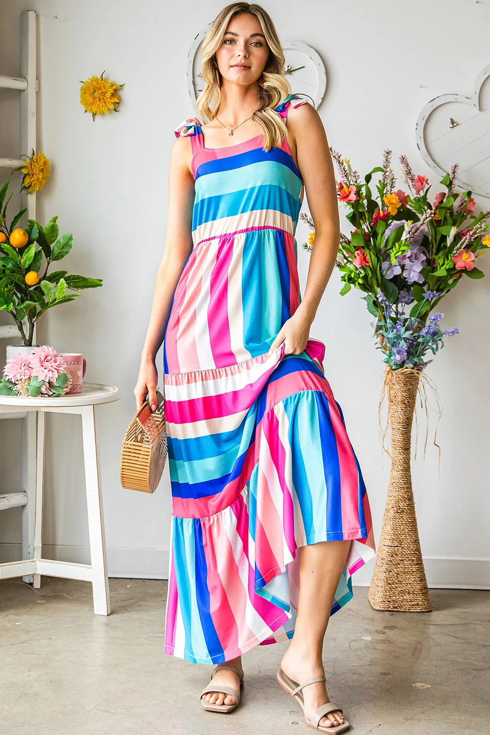 *APP EXCLUSIVE* Striped Sleeveless Maxi Dress