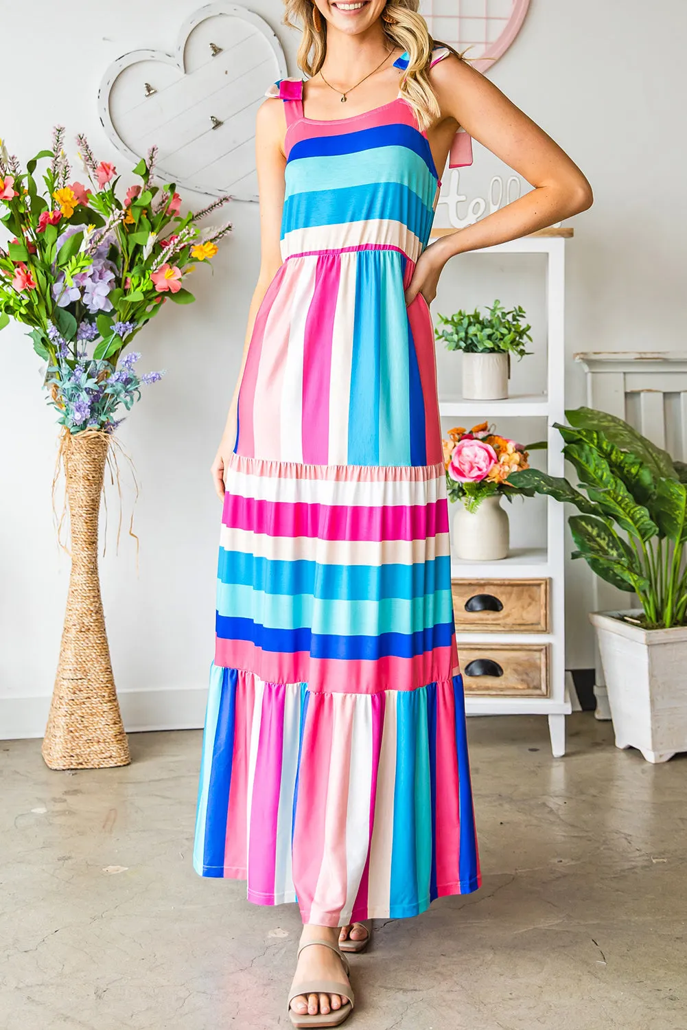 *APP EXCLUSIVE* Striped Sleeveless Maxi Dress