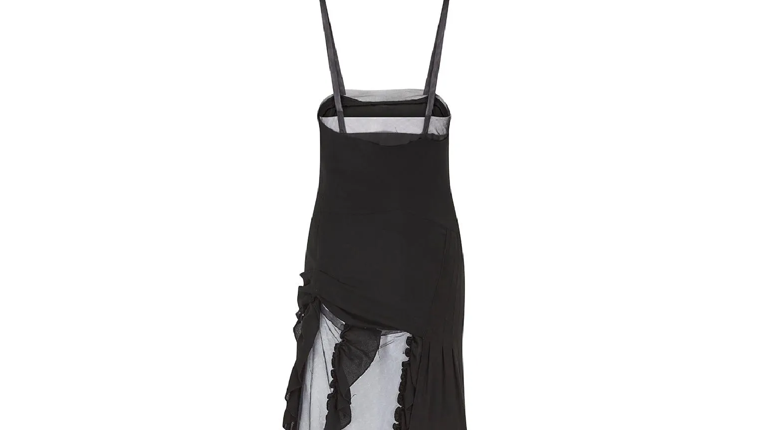 ARCHIVE - 1990s Alexander McQueen Black Crepe and Tulle Evening Dress