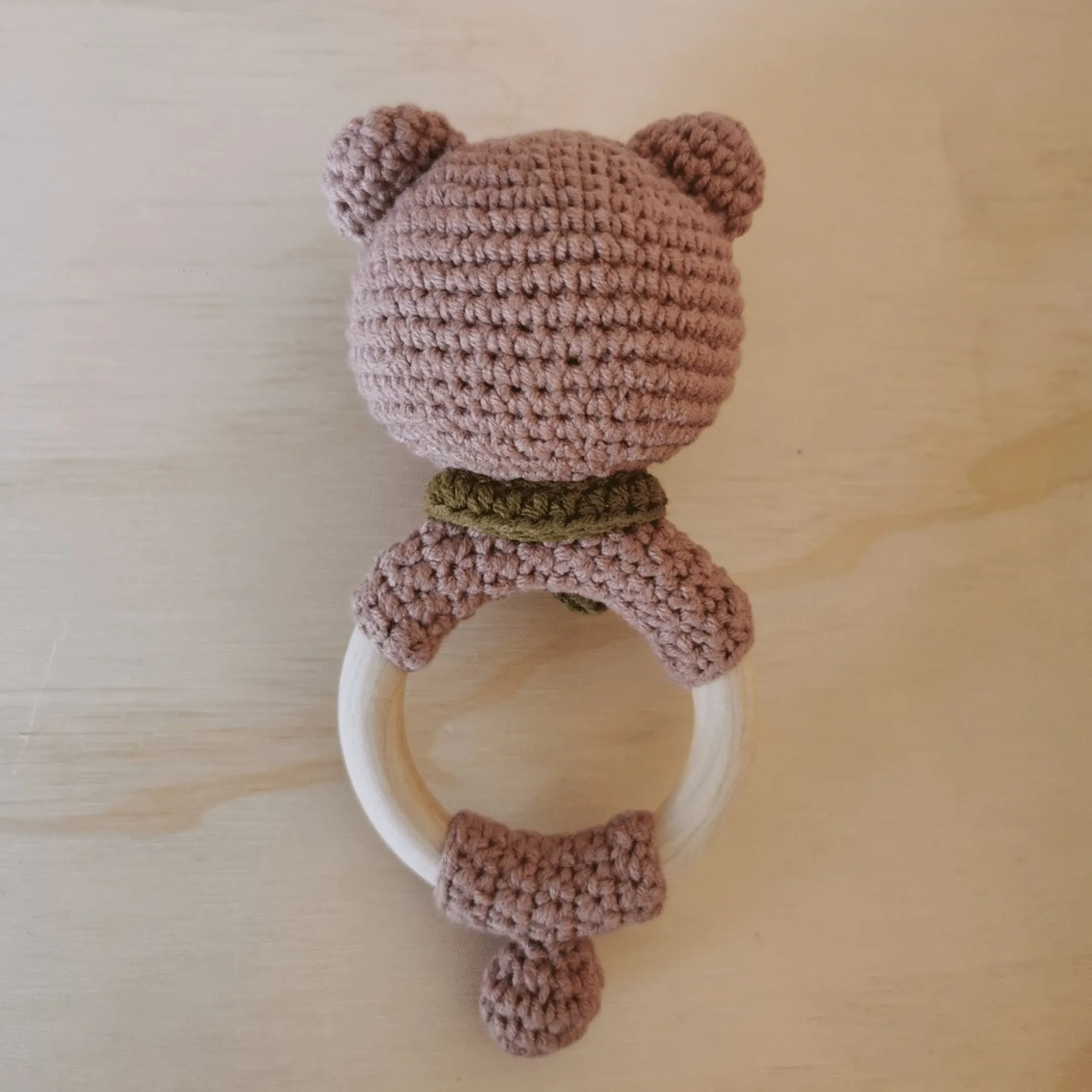 Baby Woods Croched Rattle Bear Ring