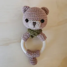 Baby Woods Croched Rattle Bear Ring