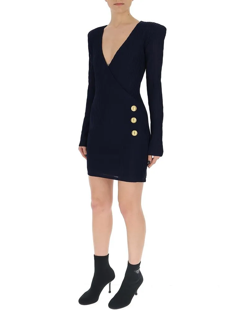 Balmain Ribbed Wrap Dress