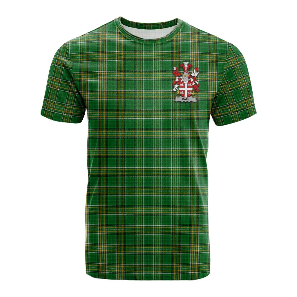 Bath Irish Clan Tartan Cotton T-shirt with Coat of Arms