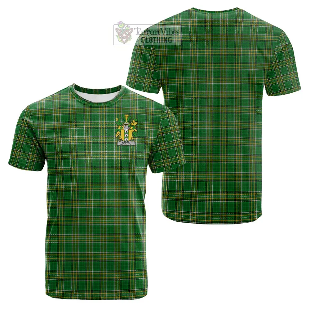 Beatty Irish Clan Tartan Cotton T-shirt with Coat of Arms