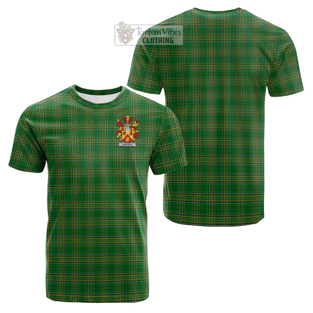 Becket Irish Clan Tartan Cotton T-shirt with Coat of Arms