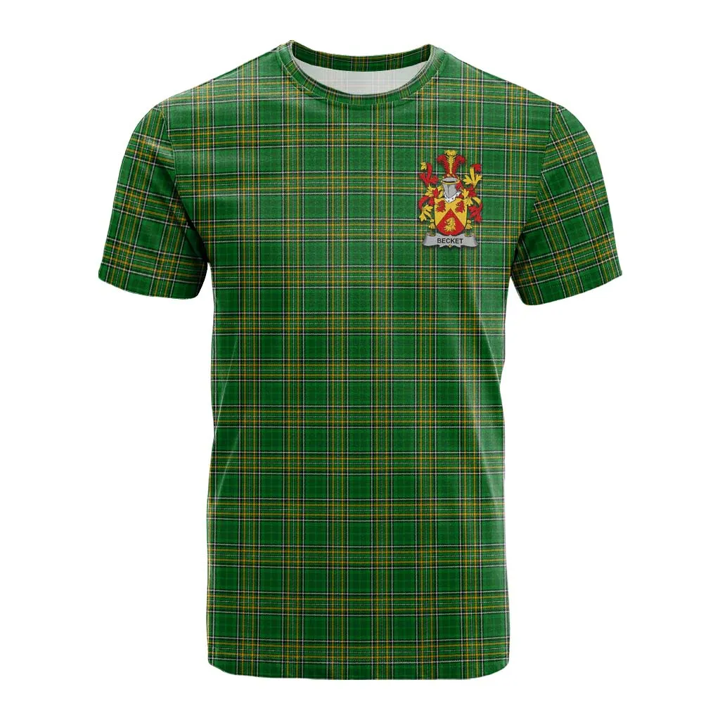 Becket Irish Clan Tartan Cotton T-shirt with Coat of Arms