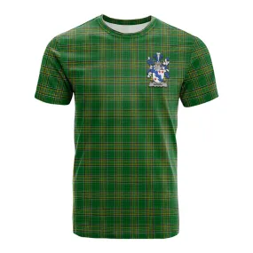 Biggar Irish Clan Tartan Cotton T-shirt with Coat of Arms