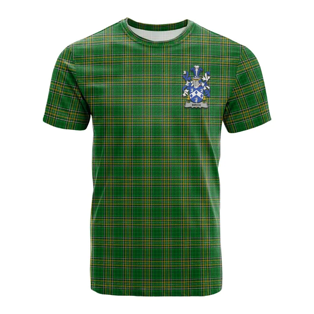 Birch Irish Clan Tartan Cotton T-shirt with Coat of Arms