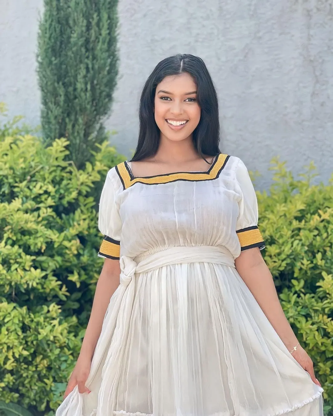 Black with yellow habesha kemis design modern habesha dress
