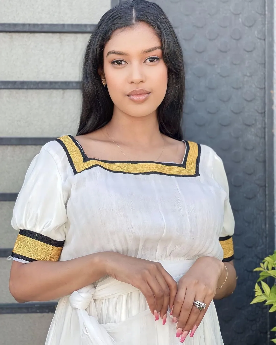 Black with yellow habesha kemis design modern habesha dress