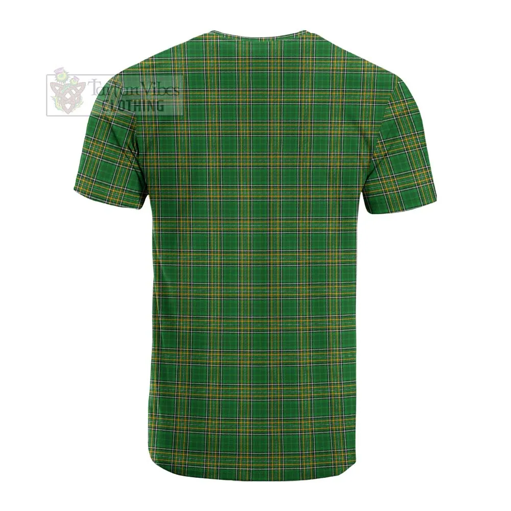Blacke Irish Clan Tartan Cotton T-shirt with Coat of Arms