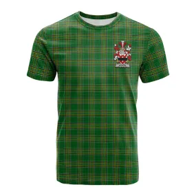 Blacke Irish Clan Tartan Cotton T-shirt with Coat of Arms
