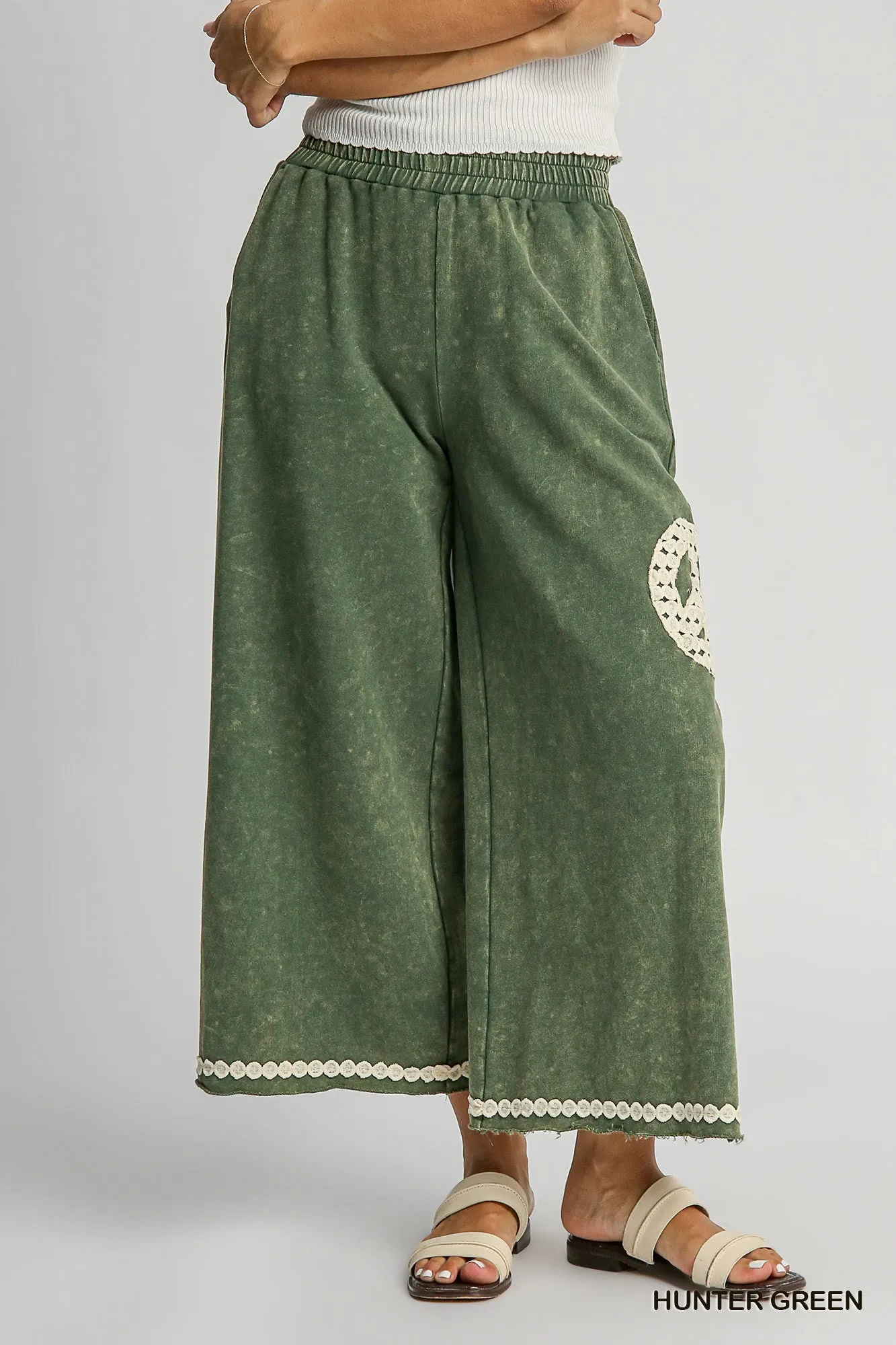 Blair Peace Lace Applique Pant - Hunter Green