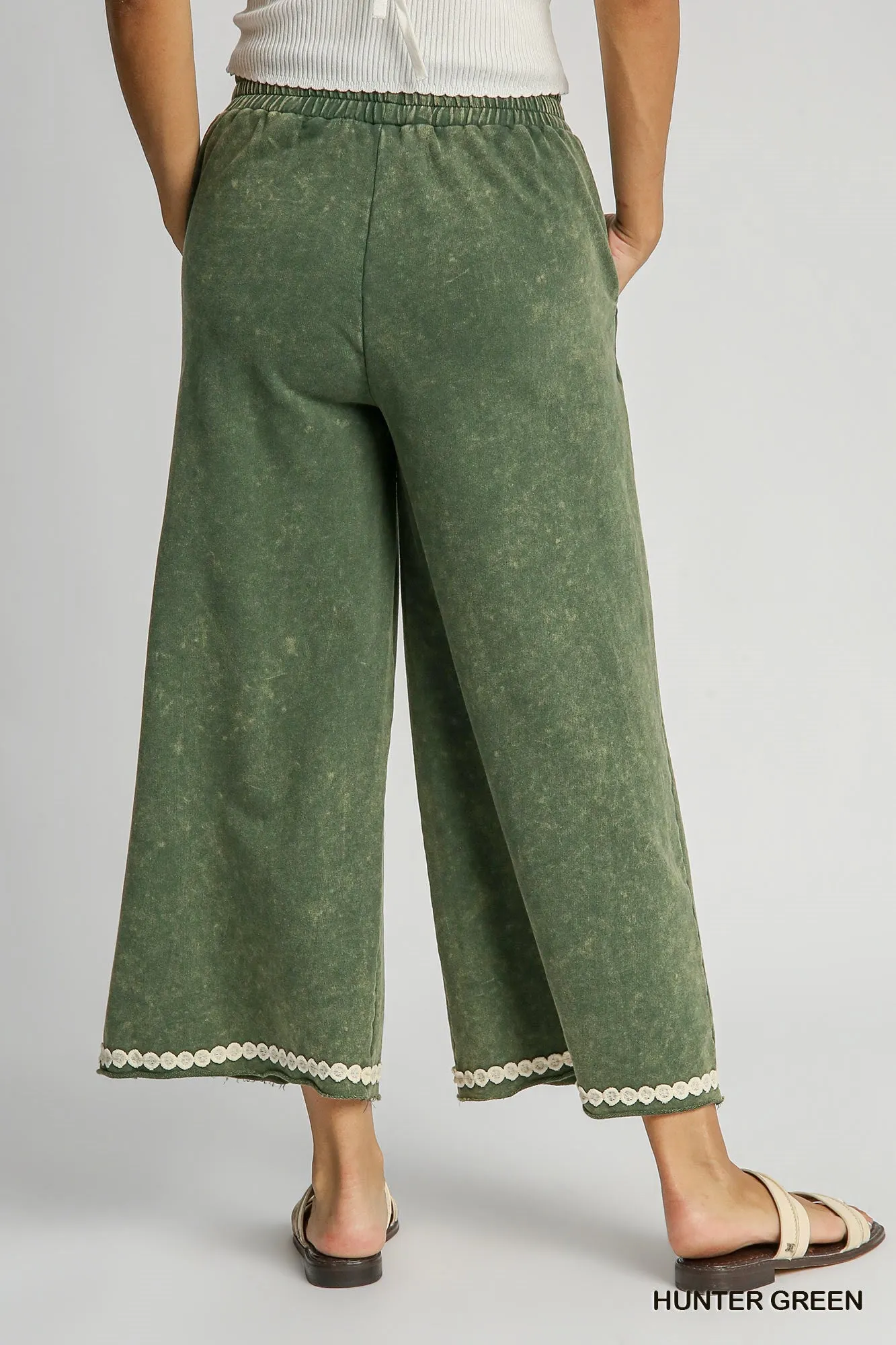 Blair Peace Lace Applique Pant - Hunter Green