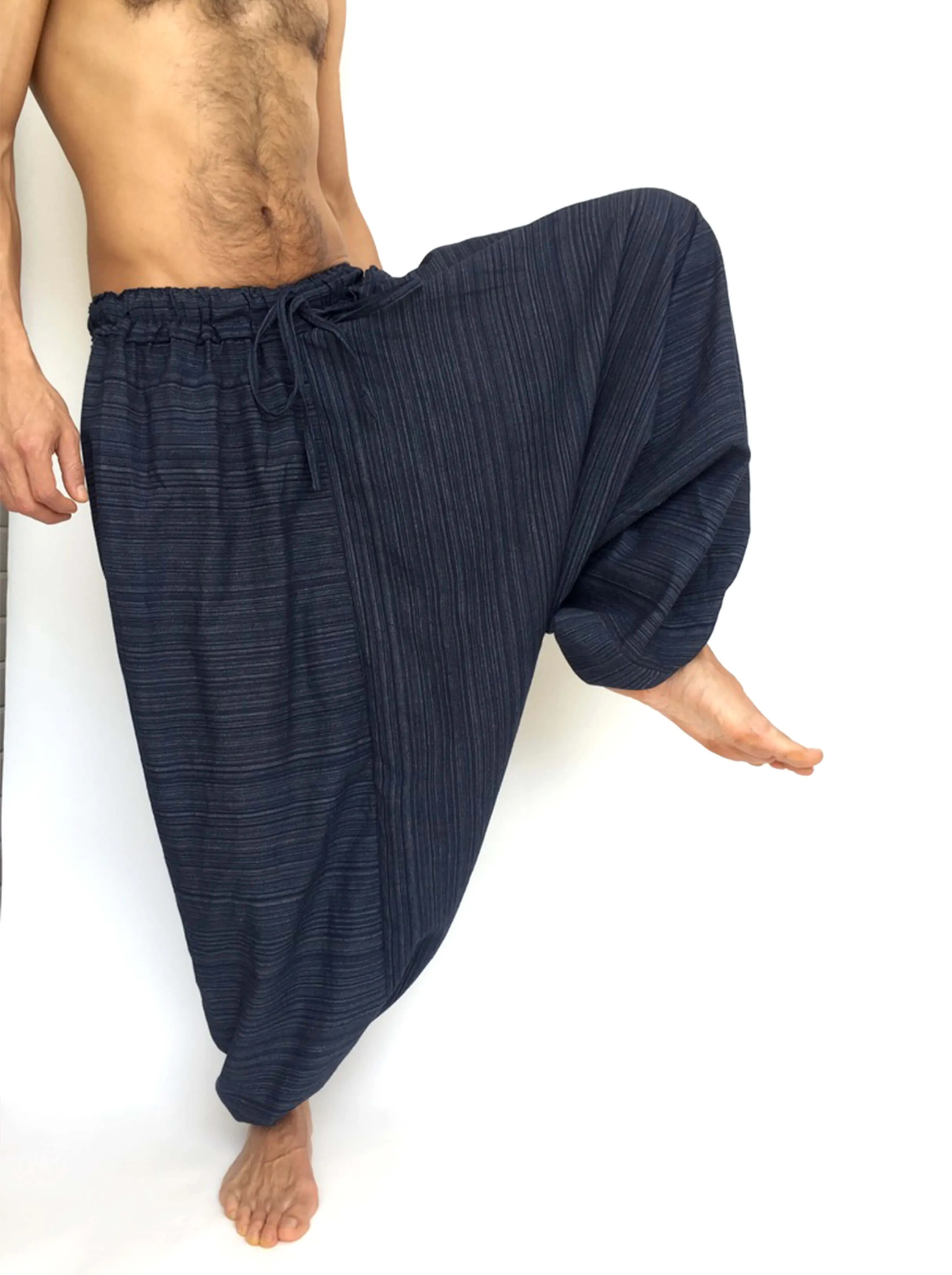 Blue Line Pattern Samurai Pants