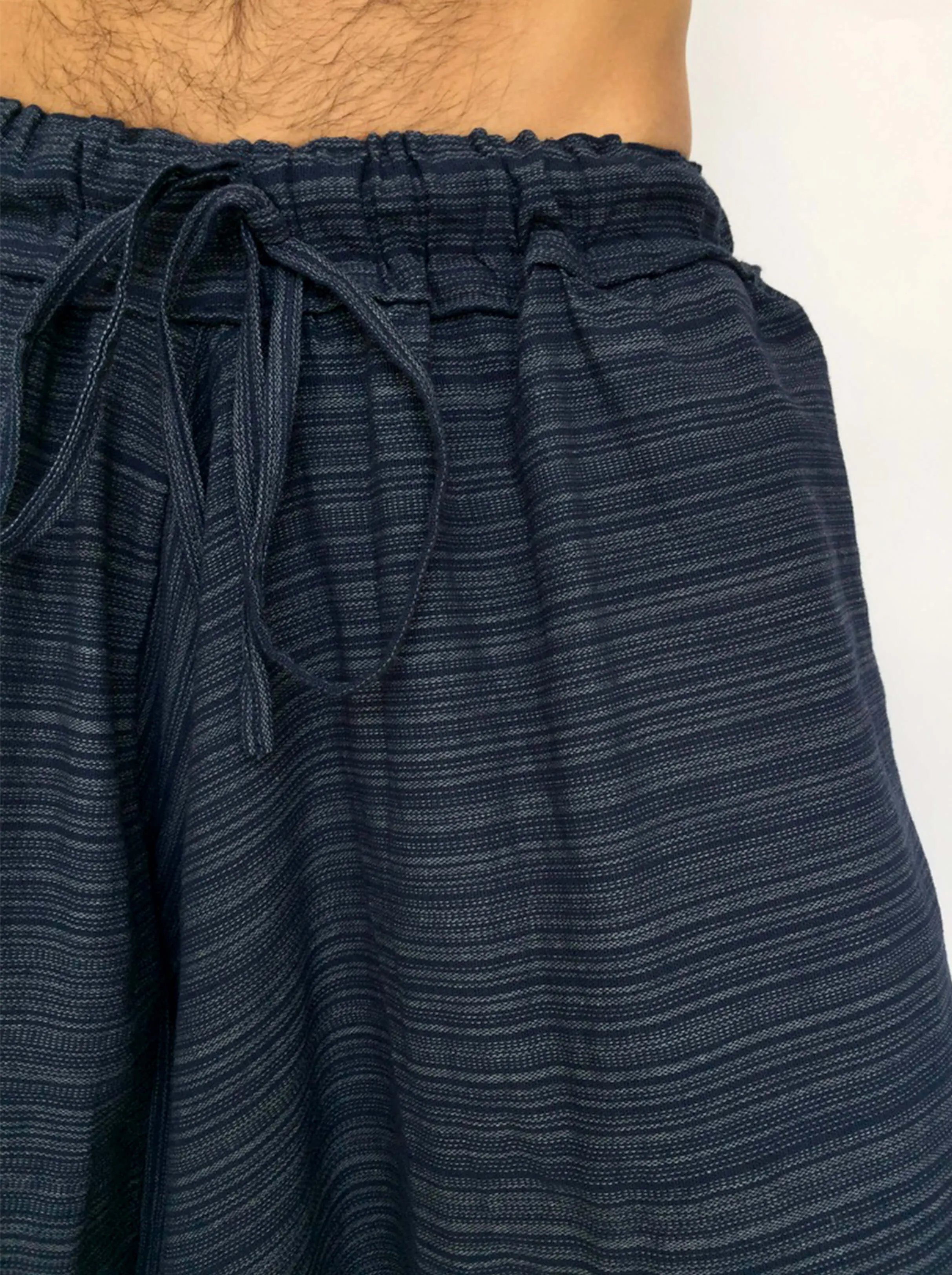 Blue Line Pattern Samurai Pants
