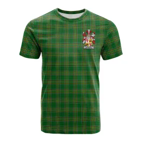Blunden Irish Clan Tartan Cotton T-shirt with Coat of Arms