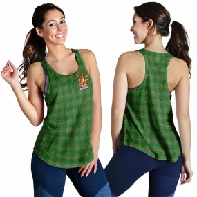 Bourke Irish Clan Tartan Women's Racerback Tanks with Coat of Arms