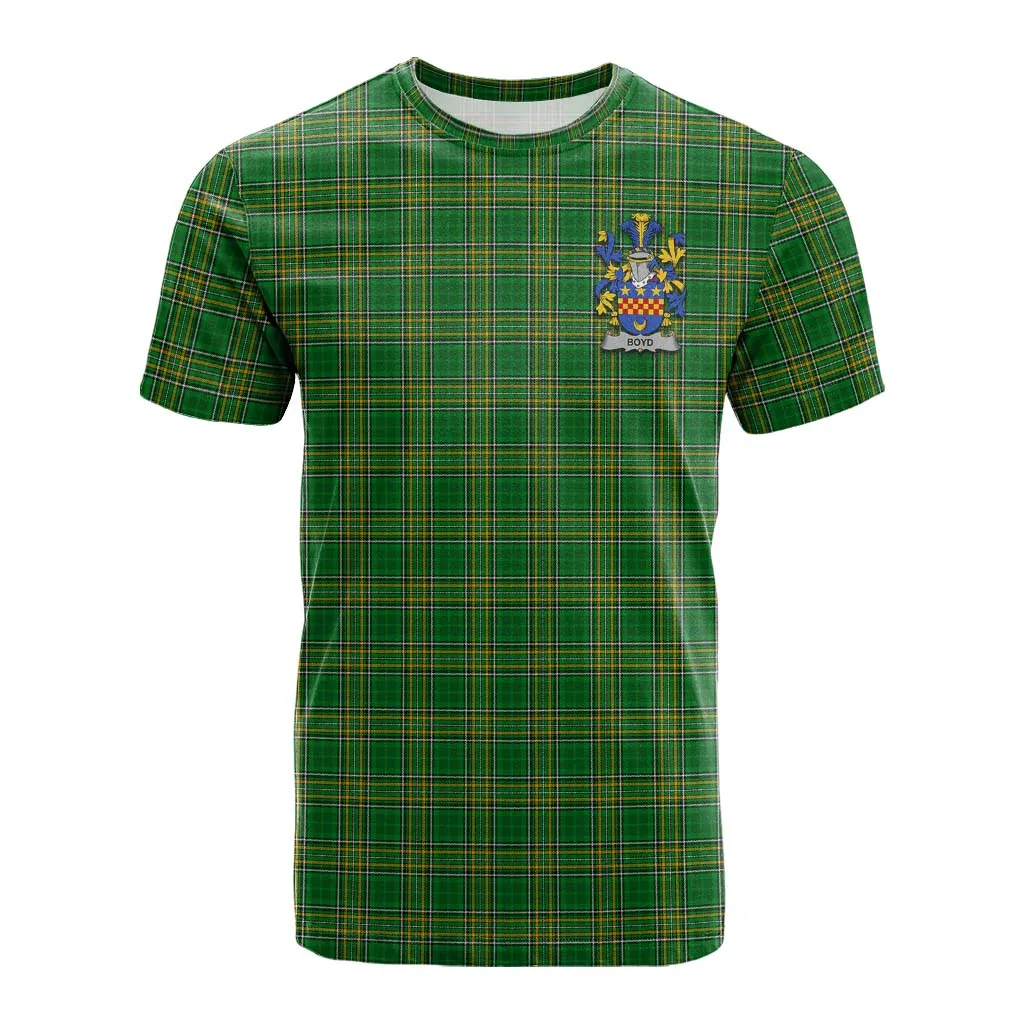 Boyd of Danson Irish Clan Tartan Cotton T-shirt with Coat of Arms