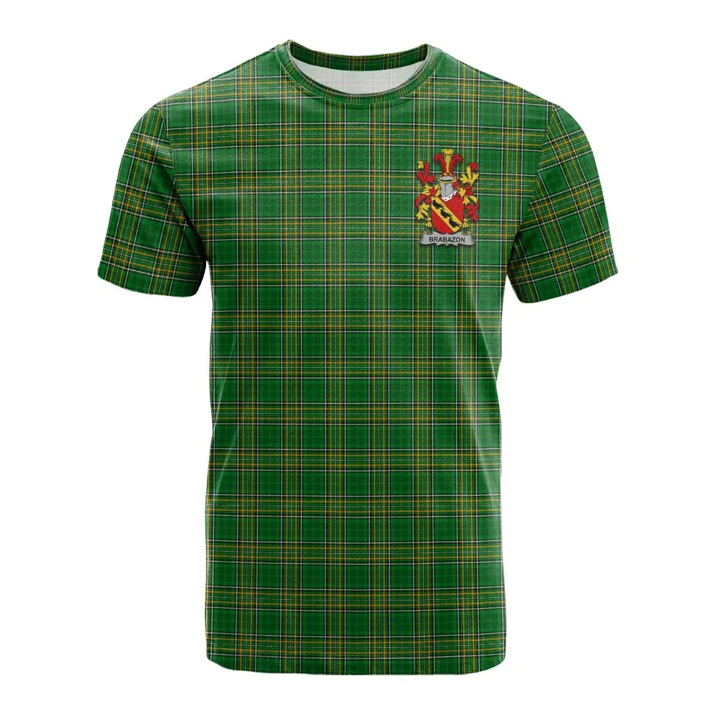 Brabazon Irish Clan Tartan Cotton T-shirt with Coat of Arms