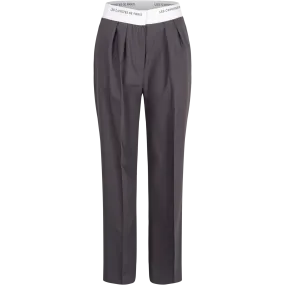 Branded Waistband Trousers - Steel Grey