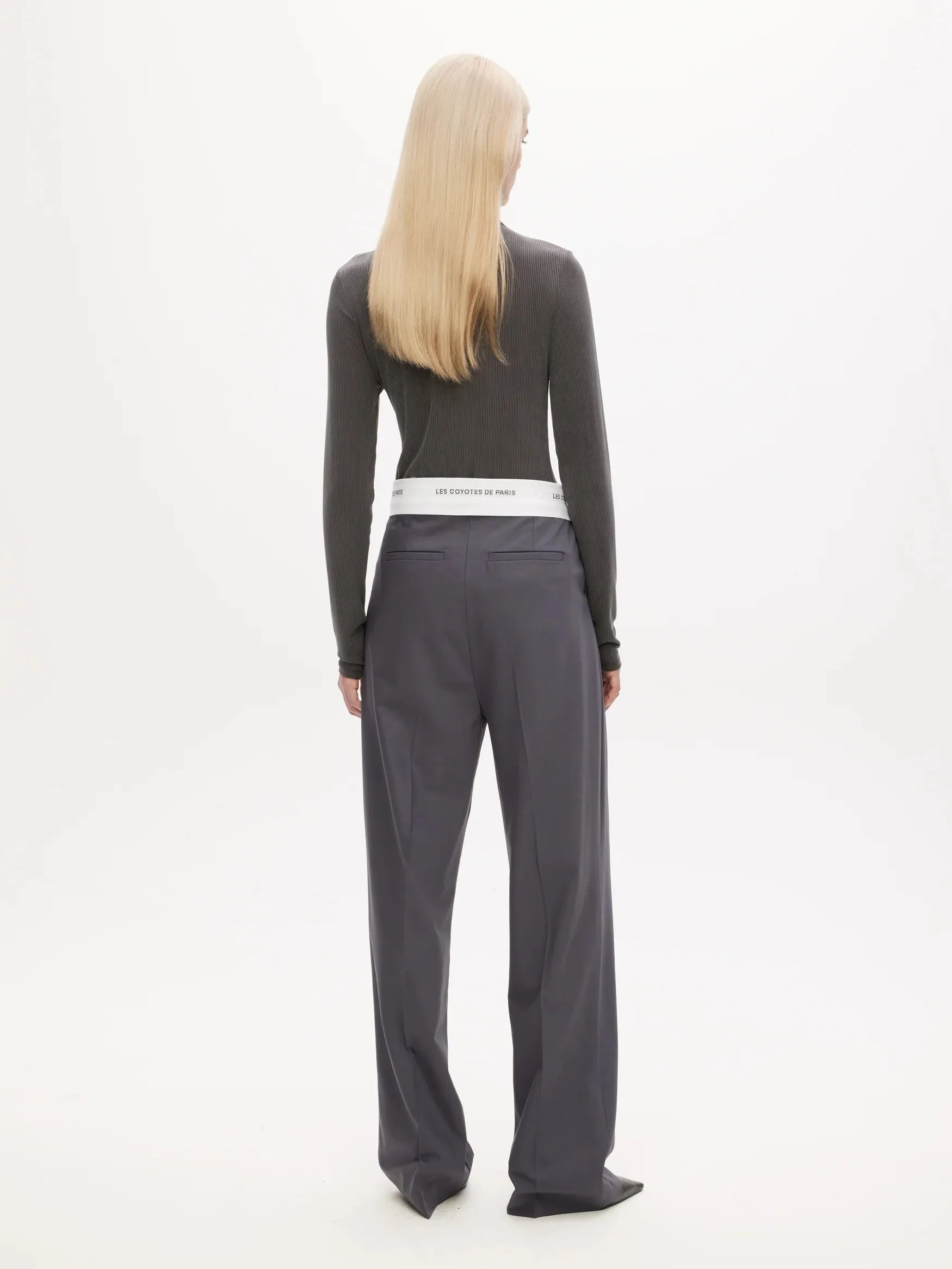 Branded Waistband Trousers - Steel Grey