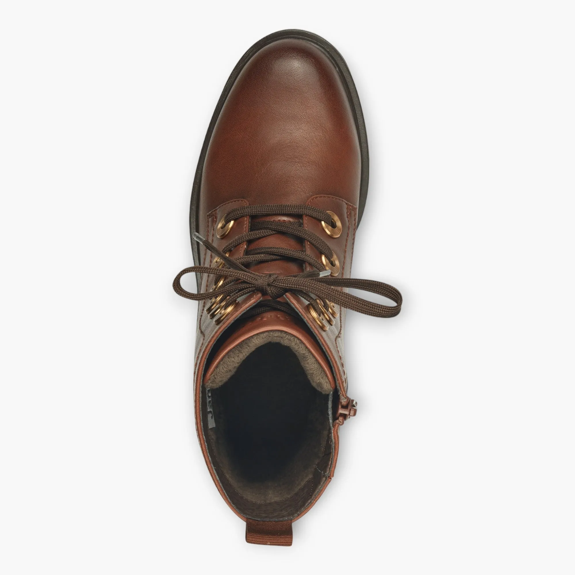 Brown Women's Lace-Up Boots with Block Heel