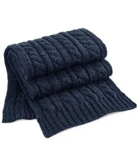 Cable knit melange scarf | Navy