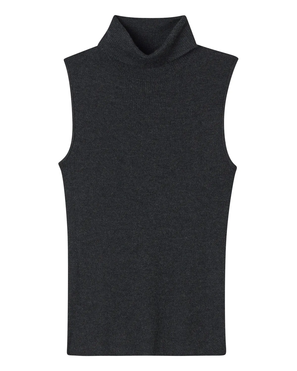 California Cashmere Sleeveless Rib Turtleneck
