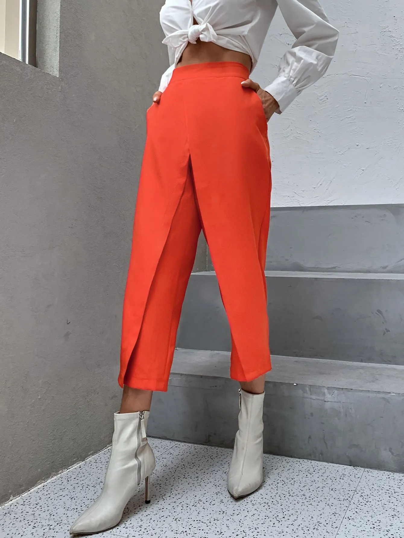 Casual Plain High Waist Capris Women Pants