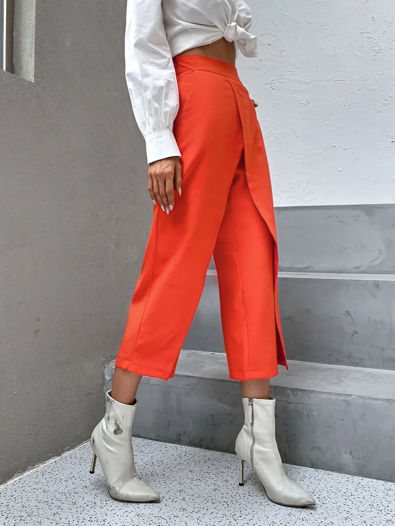 Casual Plain High Waist Capris Women Pants