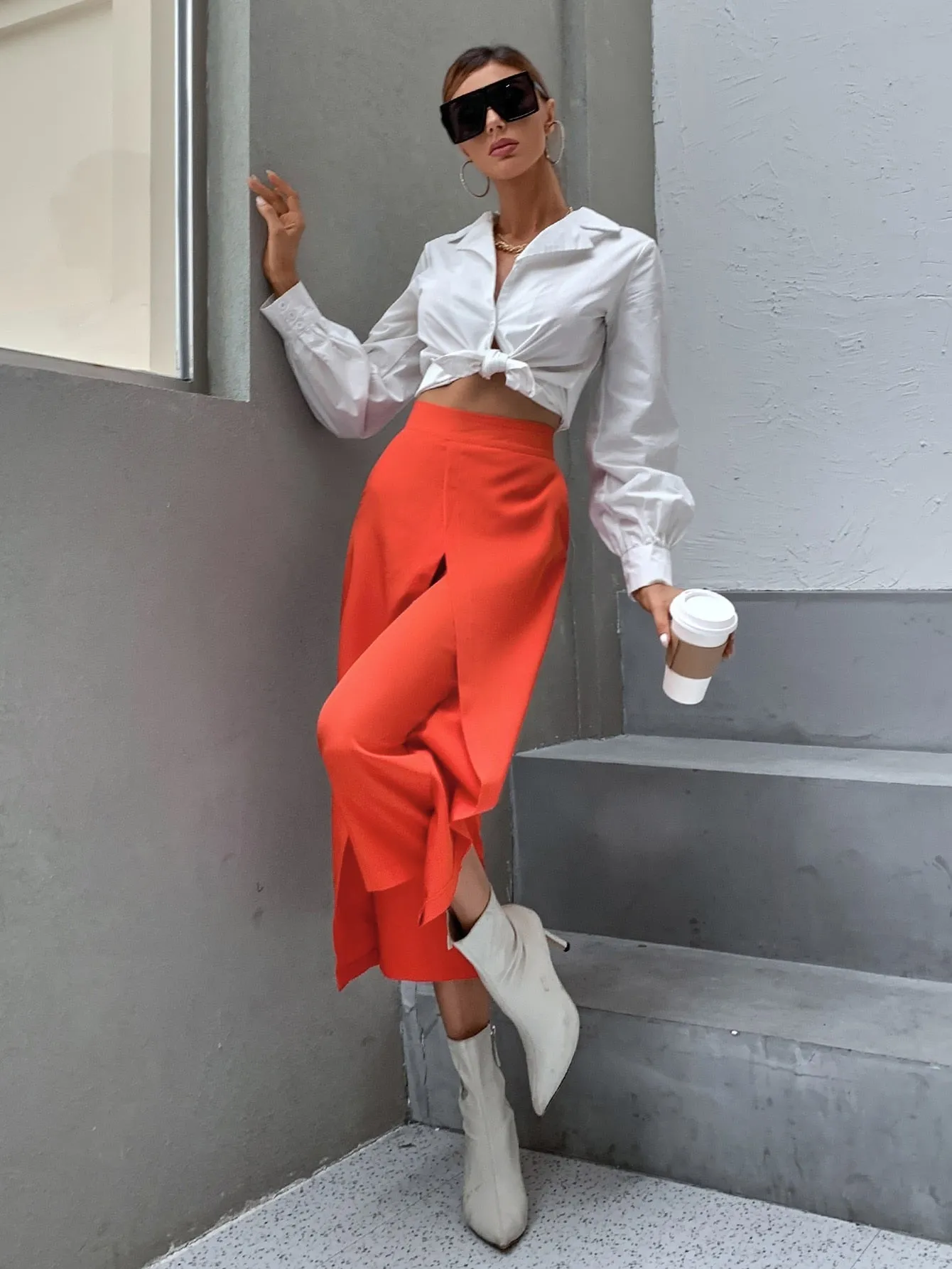Casual Plain High Waist Capris Women Pants
