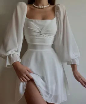 Chiffon Homecoming Dresses Long Sleeves Short Prom Dress, Homecoming Dresses       fg5076