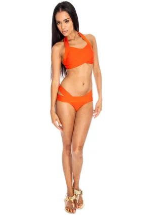 City Goddess Wrap Front Knitted Bandage Bikini