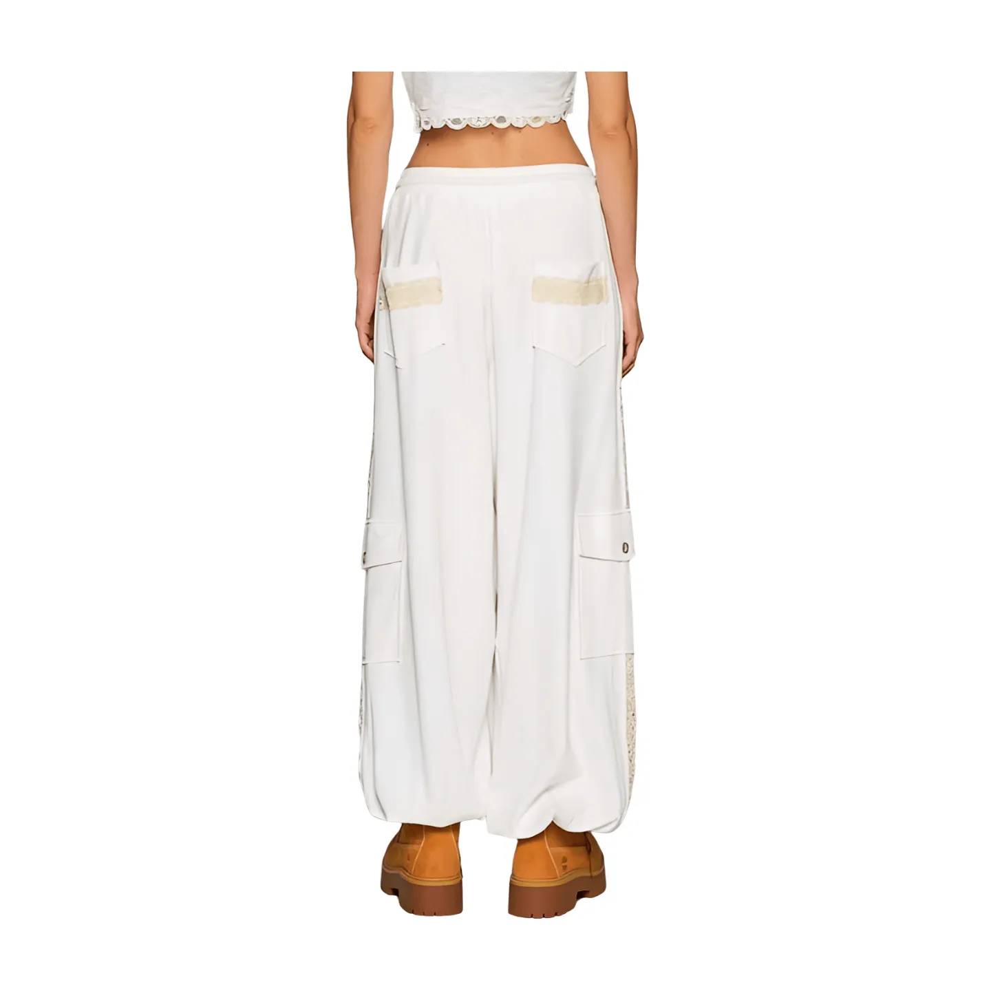 Crochet Mix Solid Pattern Thermal Bottom - Off White